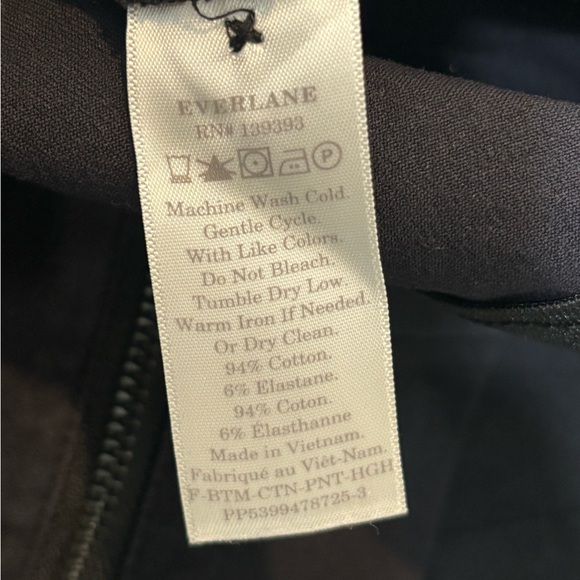 Everlane The Side Zip Cotton Stretch Work Pants Black Size 10 - Picture 5 of 5